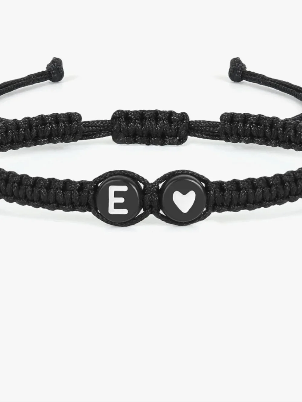 🔥4/$20 E Initial Letter Kids Bracelet NEW Black & White -One Size -Braided